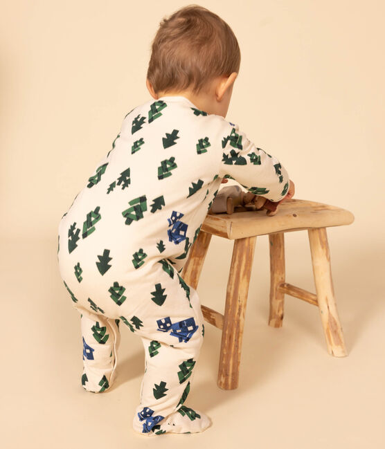 Pijama de felpa con abetos para bebé blanco AVALANCHE/ MULTICO