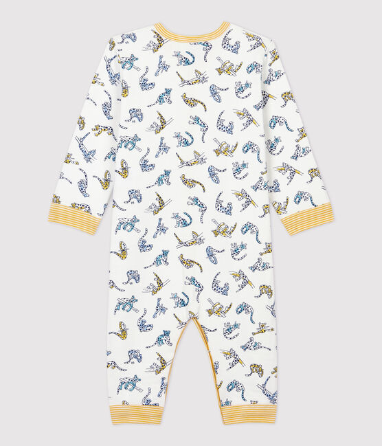 Pelele sin pies de bebé con estampado de panteras de algodón blanco MARSHMALLOW/blanco MULTICO