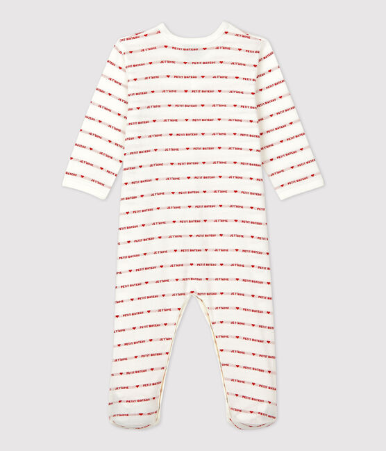 Pelele con Petit Bateau Je t'aime de algodón de bebé blanco MARSHMALLOW/rojo TERKUIT