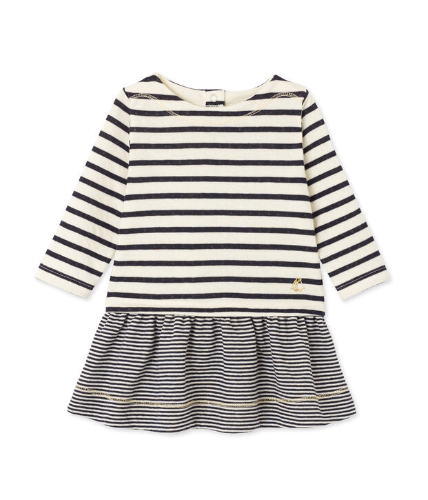 Vestido beb&eacute; ni&ntilde;a a rayas blanco/azul