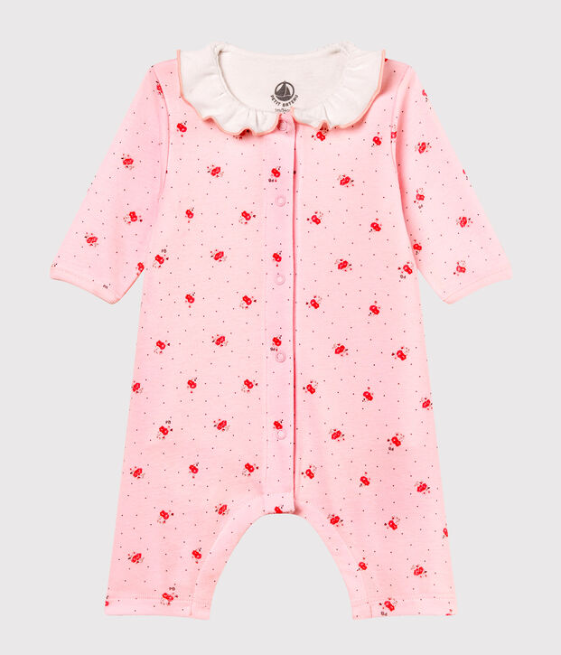 Bodyjama sin pies de punto 1x1 estampado para beb&eacute; ni&ntilde;a rosa/multicolor