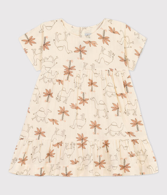 Vestido de manga corta de gasa de algodón para niña blanco AVALANCHE/ MULTICO