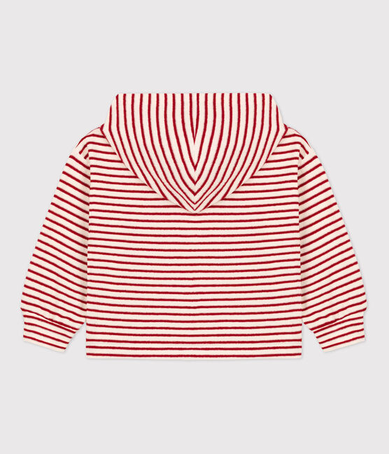 Sudadera a rayas con capucha de niña / niño blanco AVALANCHE/ STOP
