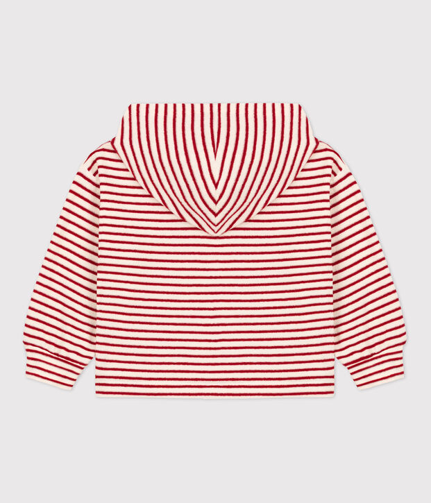 Sudadera a rayas con capucha de ni&ntilde;a / ni&ntilde;o crudo/rojo