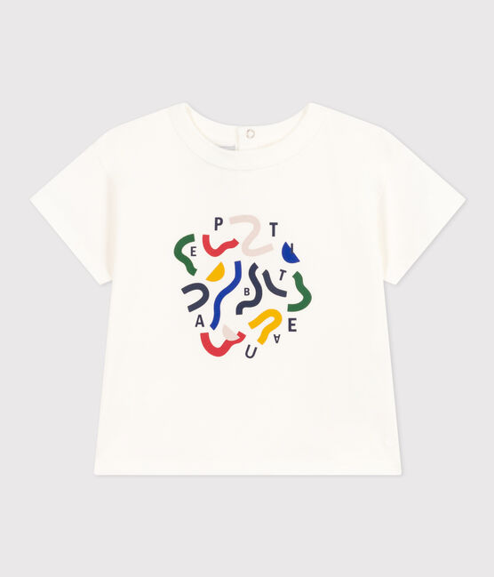 Camiseta de manga corta de jersey ligero para bebé blanco MARSHMALLOW