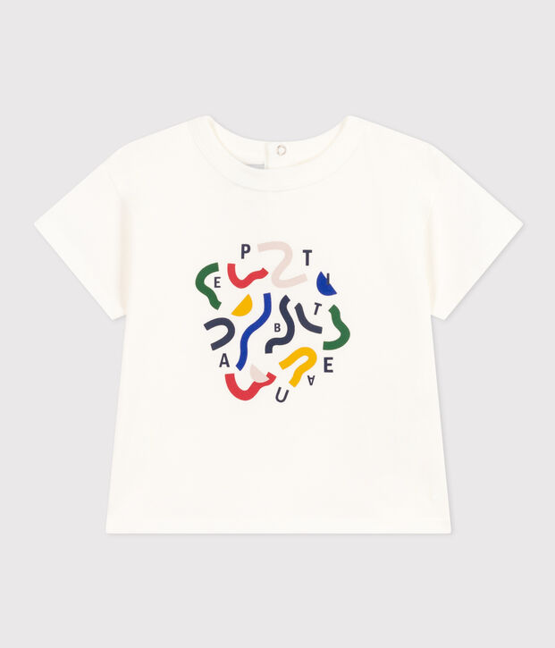 Camiseta de manga corta de jersey ligero para beb&eacute; blanco