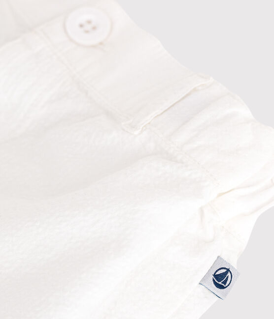 Shorts de seersucker a rayas para bebé blanco ECUME