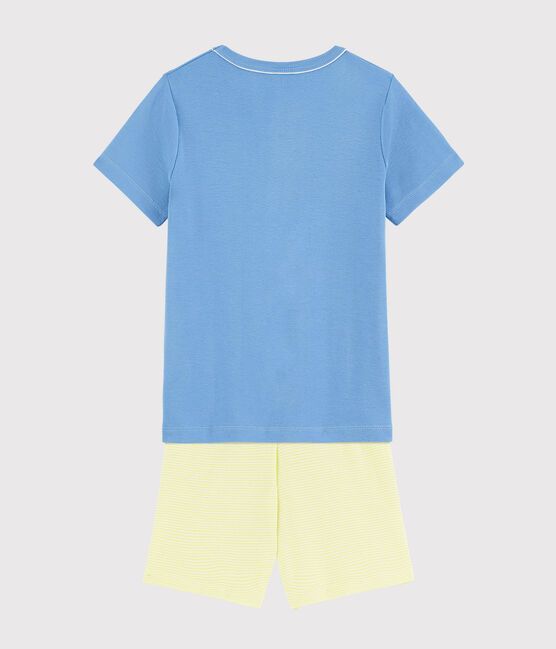 Pijama corto de limón de algodón de niño azul EDNA/crudo MULTICO