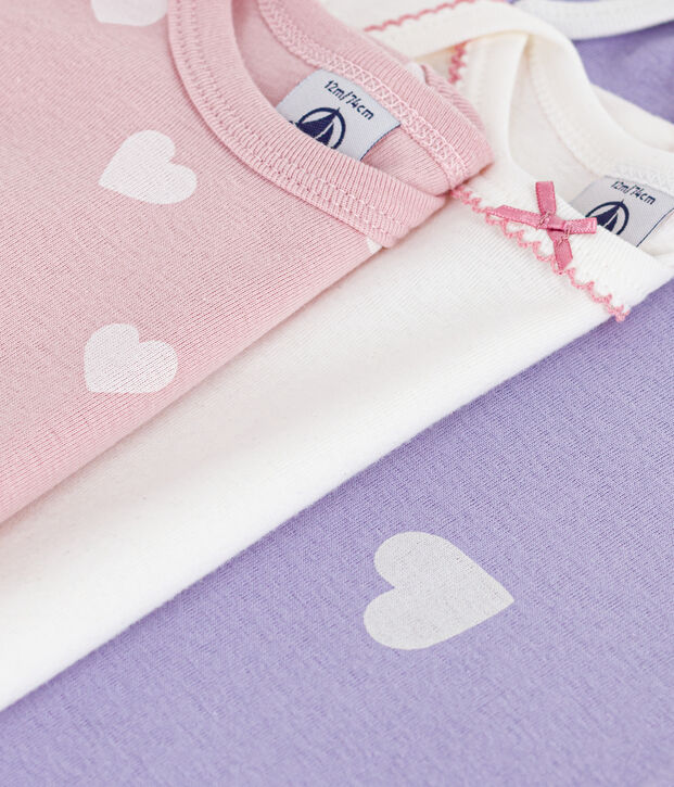 Juego de bodis de algod&oacute;n de manga larga con estampado de corazones para beb&eacute; multicolor