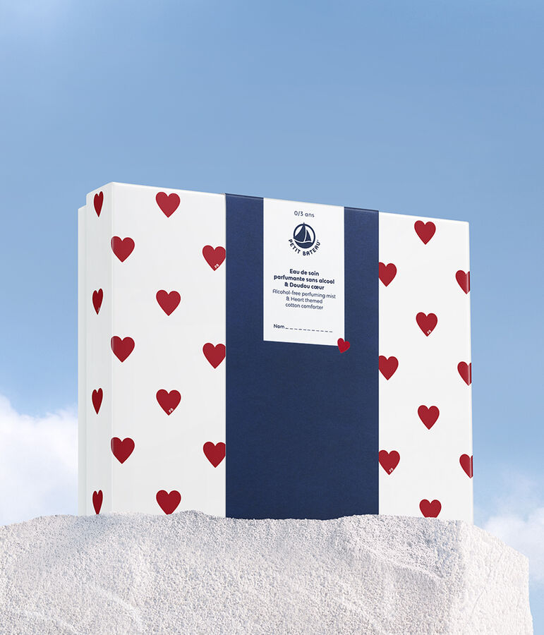 ESTUCHE DE REGALO CON PERFUME Y PELUCHE PARA RECI&Eacute;N NACIDO blanco/blanco