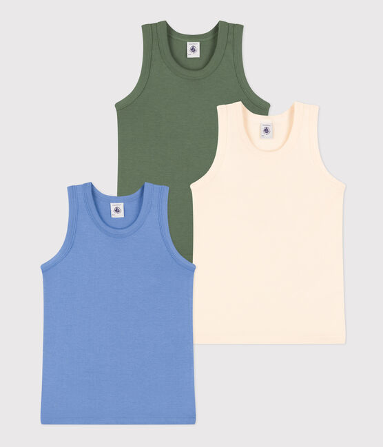 Juego de 3 camisetas infantiles lisas de algodón sin mangas variante 1