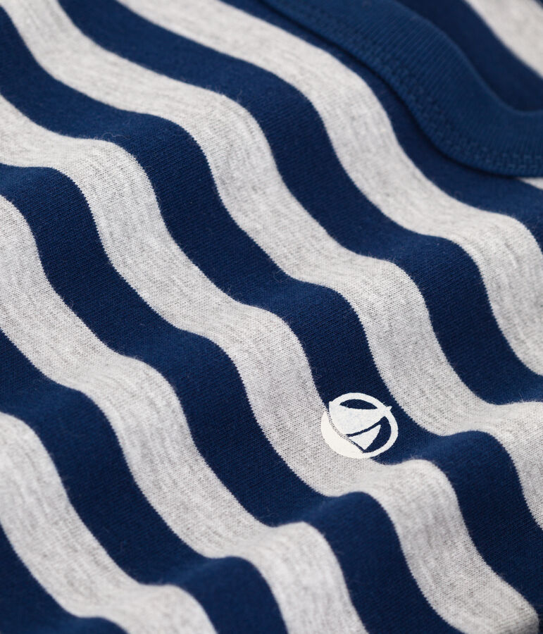 Camiseta de algod&oacute;n de manga larga de ni&ntilde;o azul/gris