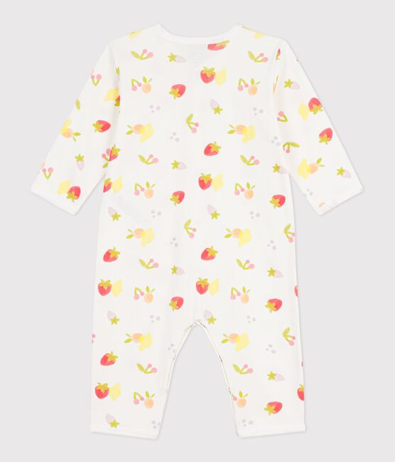 Pijama sin pies de algodón con estampado de frutas para bebé blanco MARSHMALLOW/blanco MULTICO