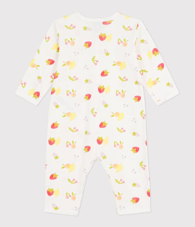 Pijama sin pies de algod&oacute;n con estampado de frutas para beb&eacute; blanco/multicolor