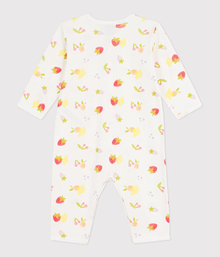 Pijama sin pies de algod&oacute;n con estampado de frutas para beb&eacute; blanco/multicolor