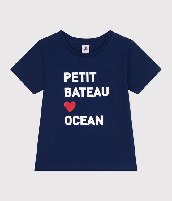 Camiseta infantil unisex de manga corta de algodón con estampado azul MEDIEVAL