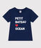 Camiseta infantil unisex de manga corta de algodón con estampado azul MEDIEVAL