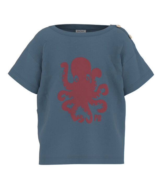 Camiseta de manga corta de punto con motivo para beb&eacute; azul