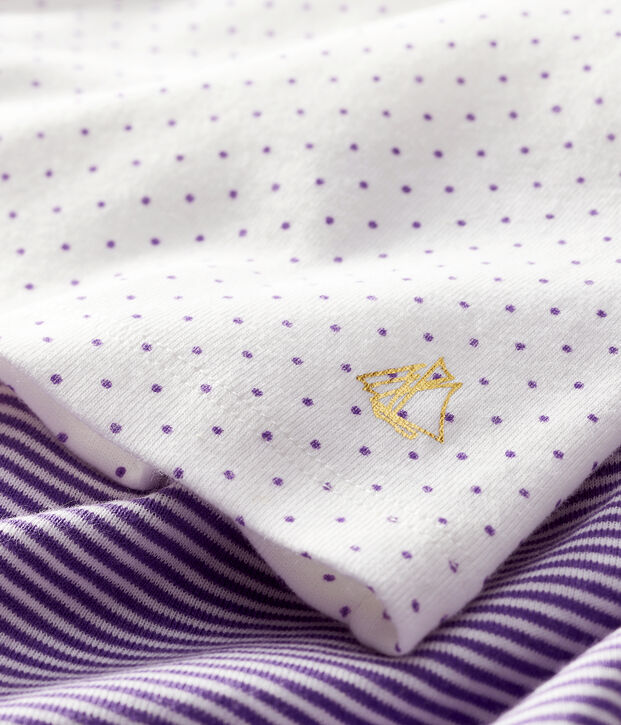 Conjunto de dos piezas para beb&eacute; ni&ntilde;a violeta/blanco