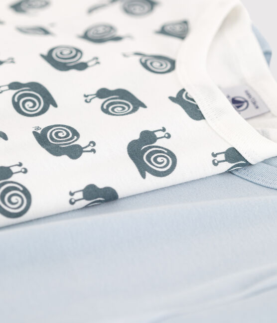 Juego de 2 camisetas de manga larga de algodón con caracoles de niño variante 1