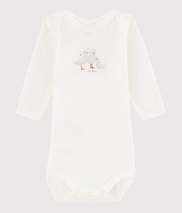 Bodi de manga larga de beb&eacute; ni&ntilde;a blanco