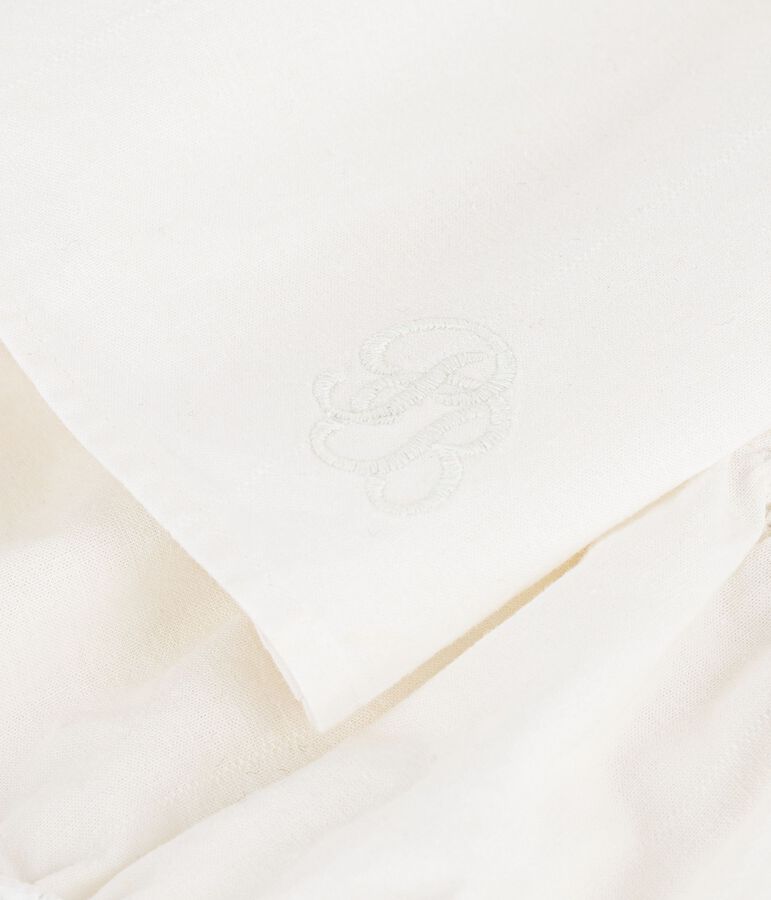 Vestido de algod&oacute;n/lino con pololo y detalle bordado para beb&eacute; blanco MARSHMALLOW