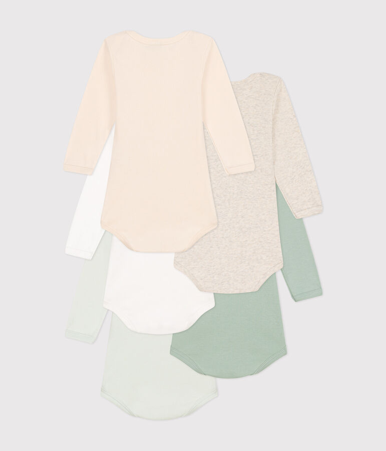 Juego de 5 bodis de algod&oacute;n de manga larga para beb&eacute; multicolor