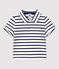 Polo de manga corta a rayas marineras de jersey para bebé blanco MARSHMALLOW/azul SMOKING