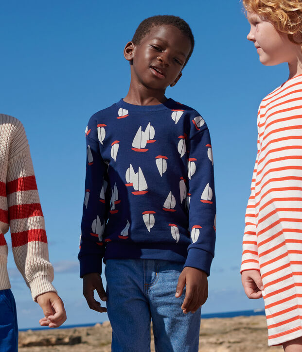 Sudadera infantil de algod&oacute;n con estampado azul/multicolor