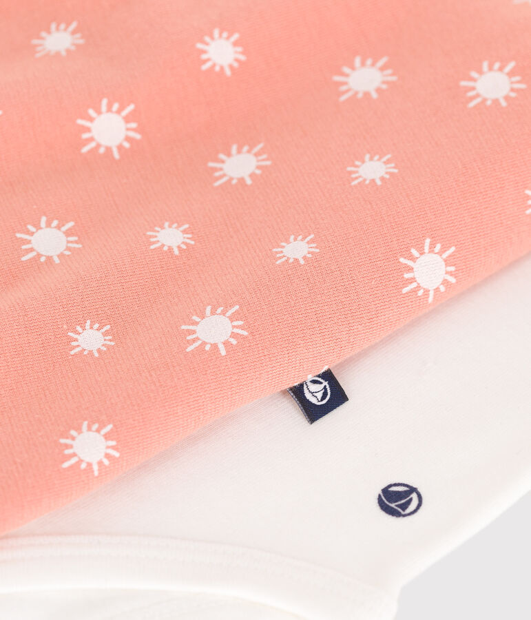 Conjunto de peto de algod&oacute;n con estampado de soles y body para reci&eacute;n nacido naranja/blanco