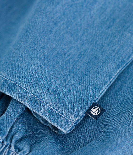 Blusa de manga larga de tejido vaquero para niña azul DENIM CLAIR