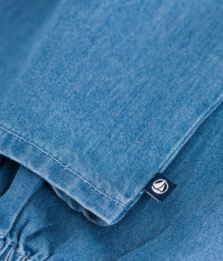 Blusa de manga larga de tejido vaquero para ni&ntilde;a azul