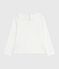 Camiseta infantil lisa de algodón de manga larga blanco MARSHMALLOW