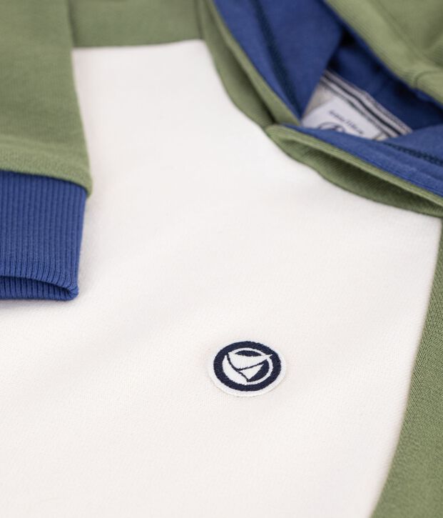 Sudadera infantil de algod&oacute;n con capucha crudo/multicolor