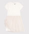 Vestido infantil de manga corta de algodón y tul blanco MARSHMALLOW/rosa COPPER