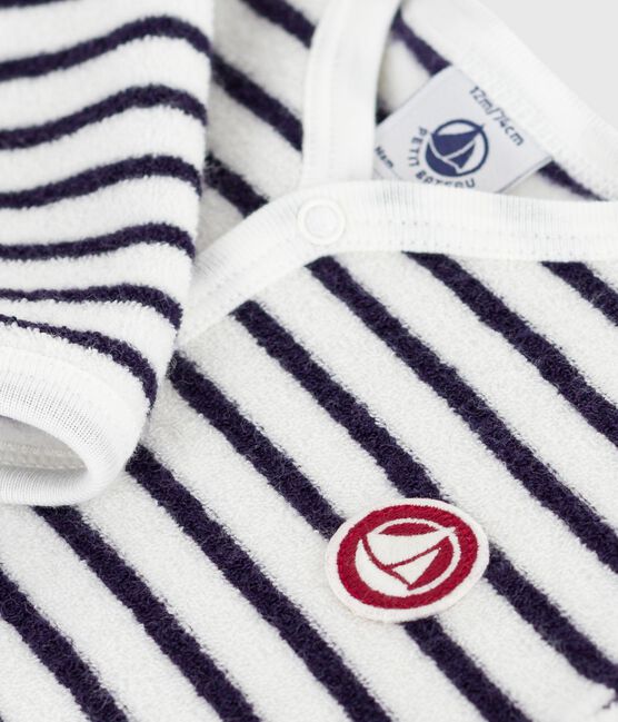 Pijama sin pies de algodón con estampado de rayas para bebé azul MILK/ SOIR