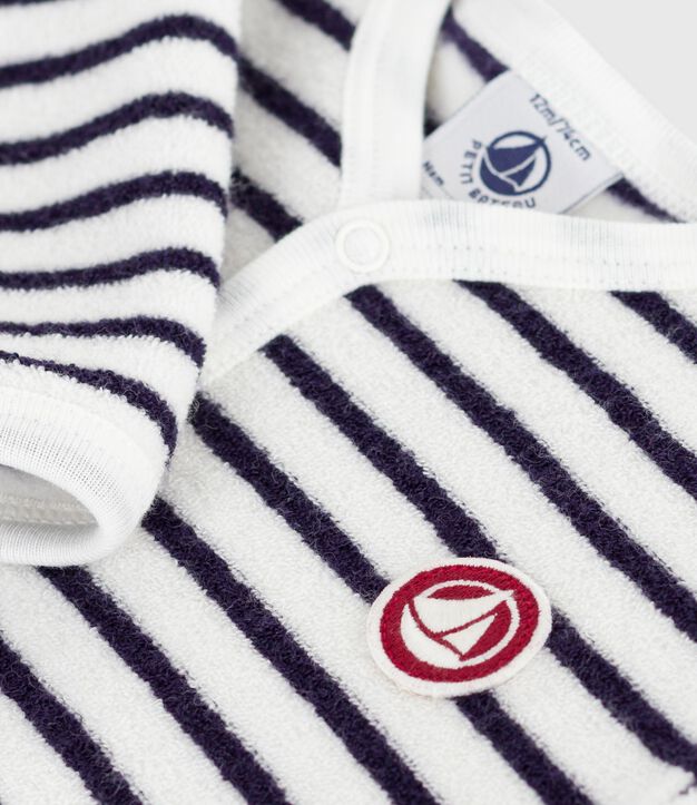 Pijama sin pies de algod&oacute;n con estampado de rayas para beb&eacute; azul/azul