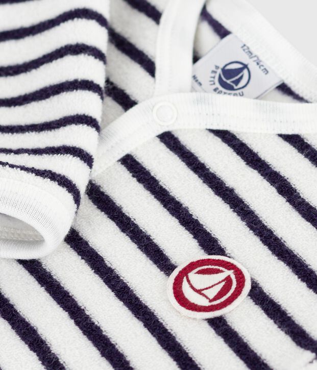 Pijama sin pies de algod&oacute;n con estampado de rayas para beb&eacute; azul/azul