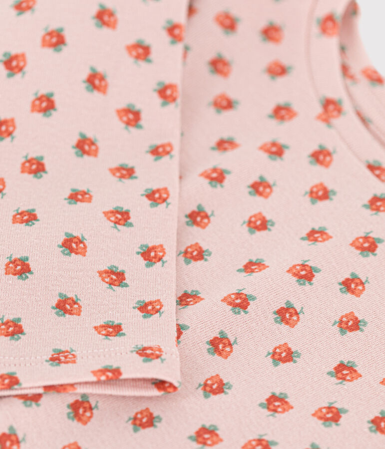 Camiseta de algod&oacute;n de manga larga de ni&ntilde;a rosa/multicolor