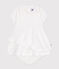 Vestido y pololo de piqué de algodón para bebé blanco ECUME