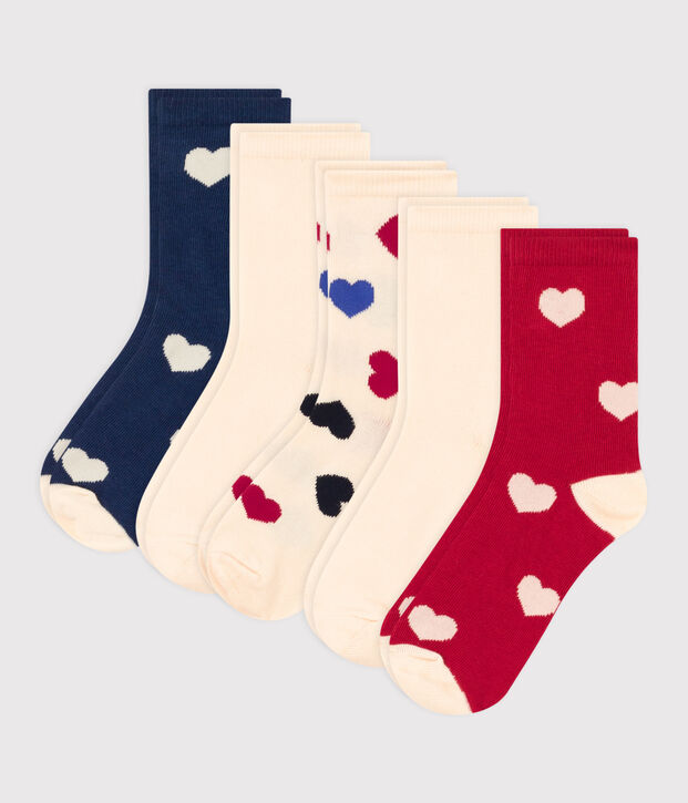 Juego de 5 pares de calcetines con corazones para ni&ntilde;o/ni&ntilde;a multicolor