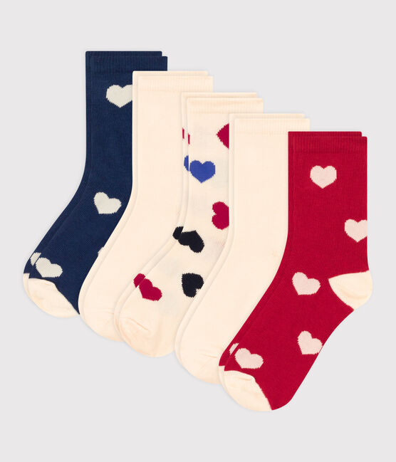 Juego de 5 pares de calcetines con corazones para niño/niña variante 2