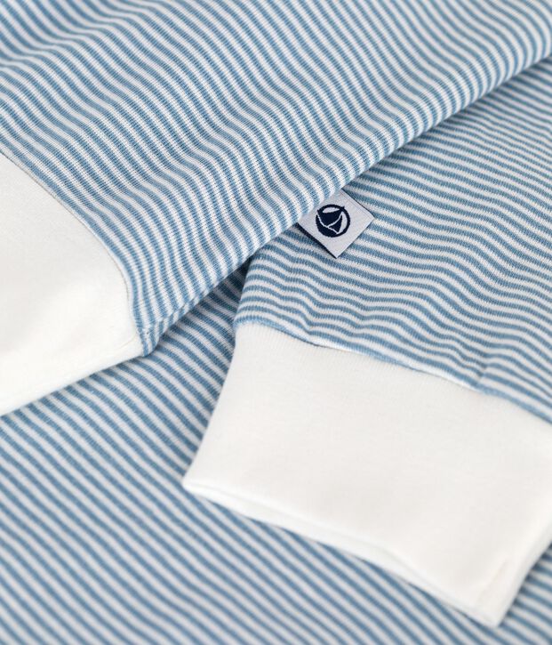 Pijama de algod&oacute;n a rayas para mujer azul/blanco