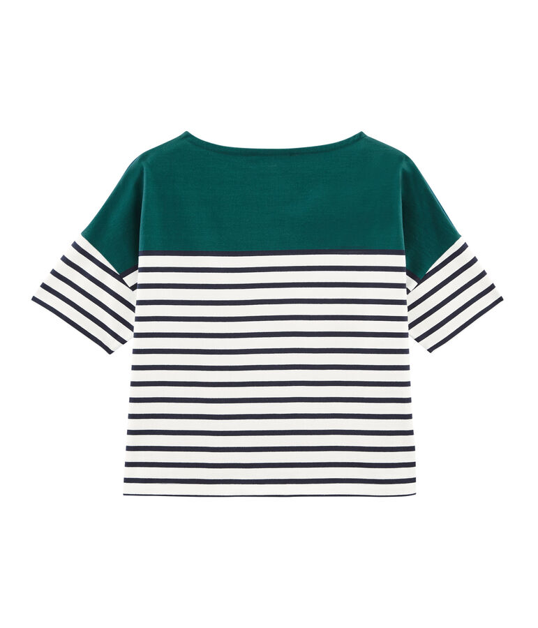 Jersey marinero manga corta para mujer verde/blanco/azul