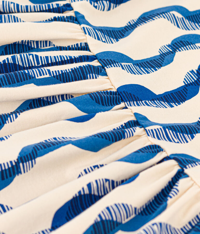 Vestido estampado de manga corta de algod&oacute;n de ni&ntilde;a blanco AVALANCHE/ MULTICO