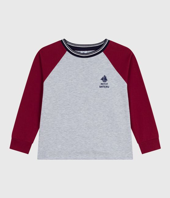 Camiseta infantil lisa de algodón de manga larga gris FUMEE/ AMARANTE
