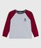 Camiseta infantil lisa de algodón de manga larga gris FUMEE/ AMARANTE