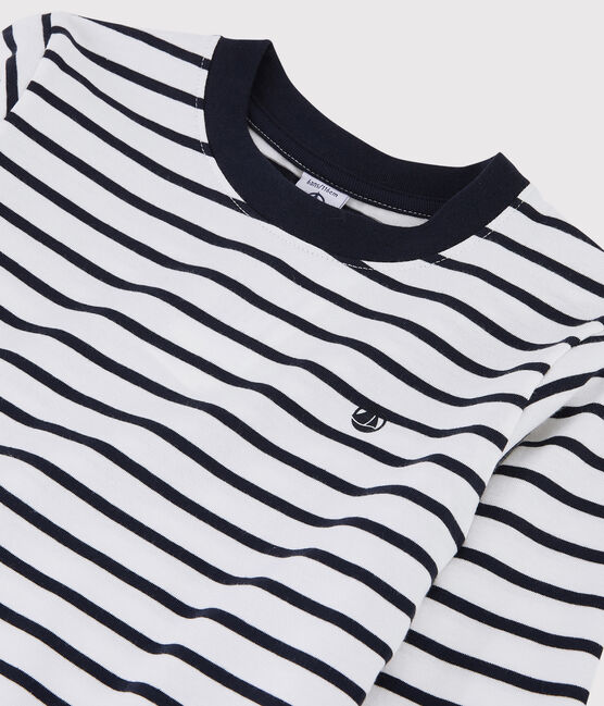 Camiseta de punto de niña/niño blanco MARSHMALLOW/azul SMOKING