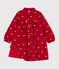 Vestido infantil de terciopelo de manga larga con estampado de lazos rojo/crudo