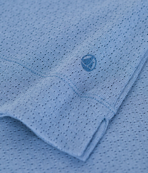 Camis&oacute;n de algod&oacute;n calado para mujer azul